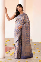 Joban Fashion Lavender Pure Katan Pure Handloom Banarasi Silk Saree | Grocsy