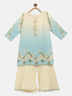 Ahalyaa Multi Crepe Printed Kids Kurta Sharara Sets With Dupatta For Girls | Grocsy