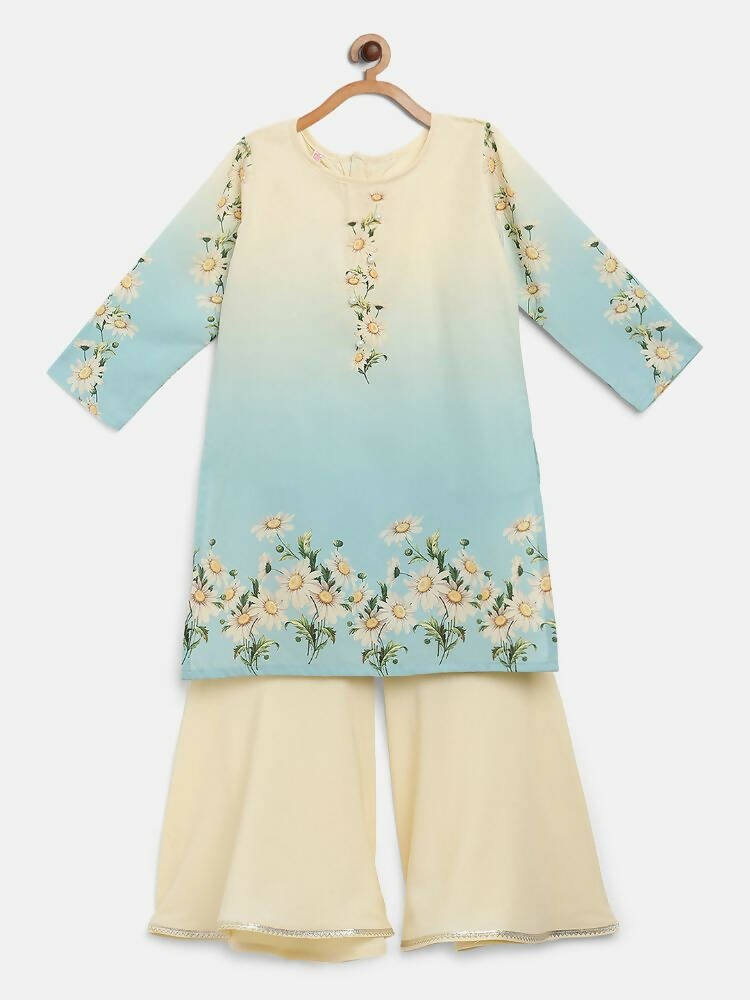 Ahalyaa Multi Crepe Printed Kids Kurta Sharara Sets With Dupatta For Girls | Grocsy