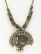 NVR Women's Gold-Polished Peacock Design Pendant with Chain | Grocsy