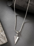 NVR Men's Silver-Plated Arrow-Shaped Pendant With Chain | Grocsy