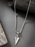 NVR Men's Silver-Plated Arrow-Shaped Pendant With Chain | Grocsy