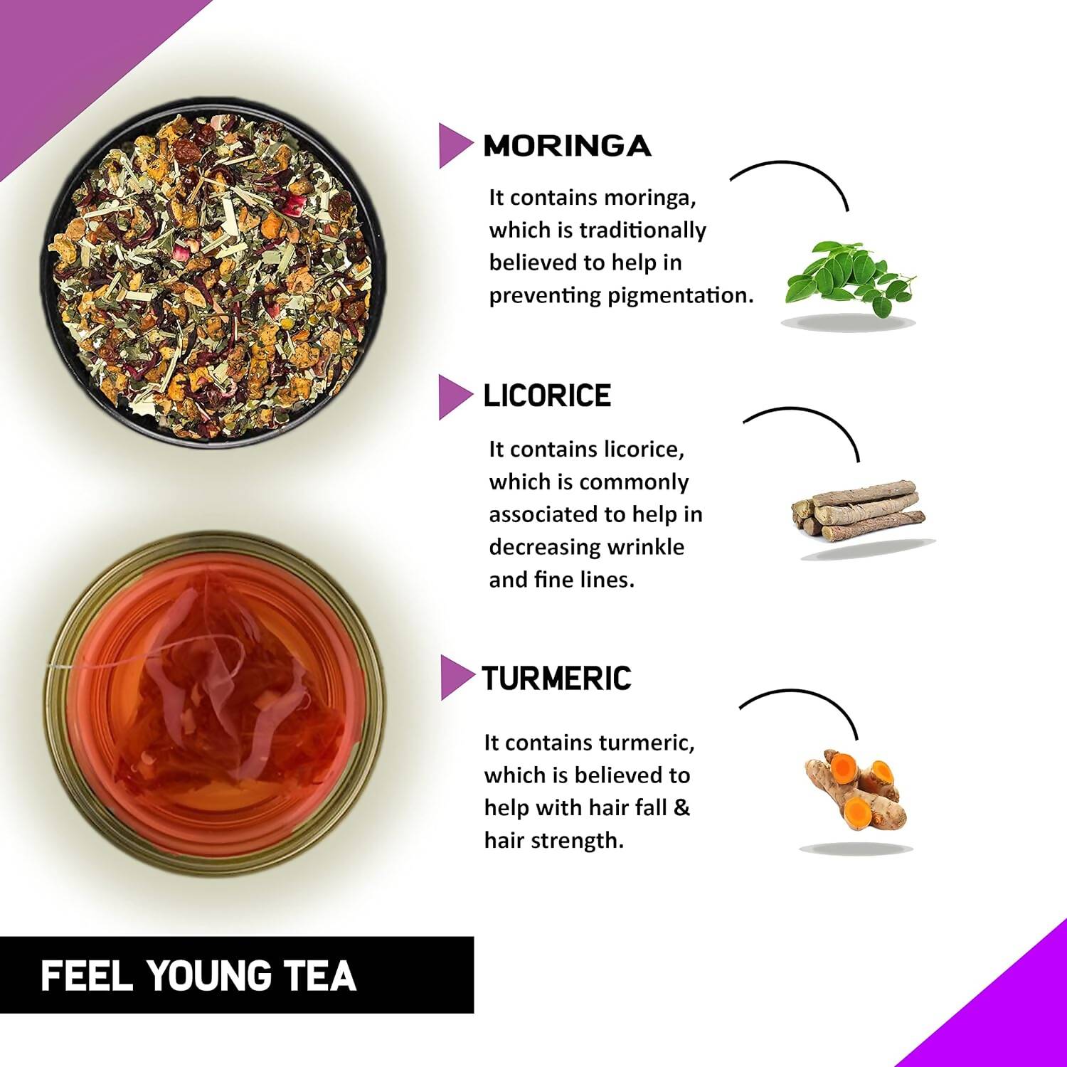 Teacurry Feel Young Tea Bags (Anti Ageing Tea) | Grocsy