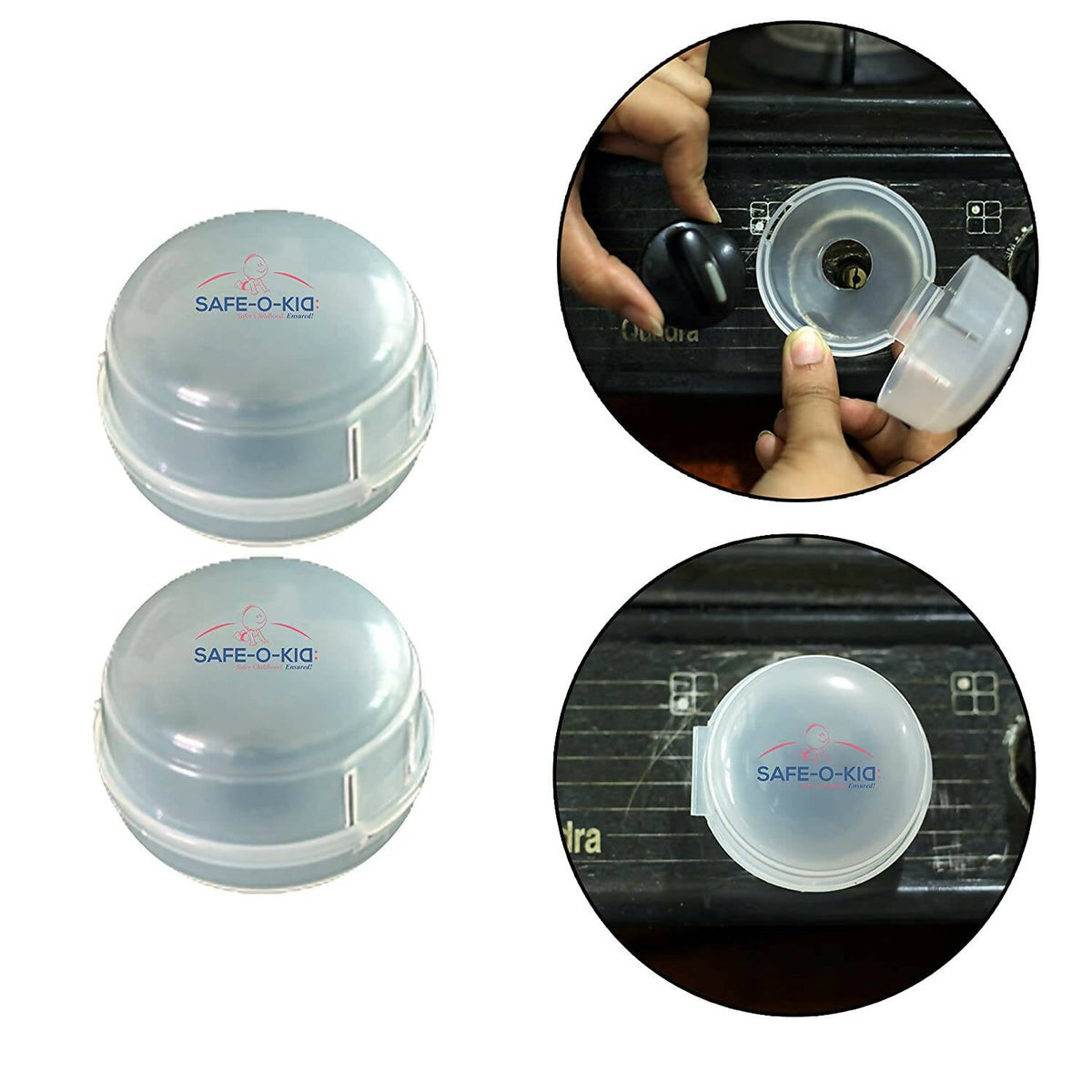 Safe-O-Kid Gas Stove Knobs Translucent Guards for Indoor Baby Safety Set of 2 Pcs | Grocsy