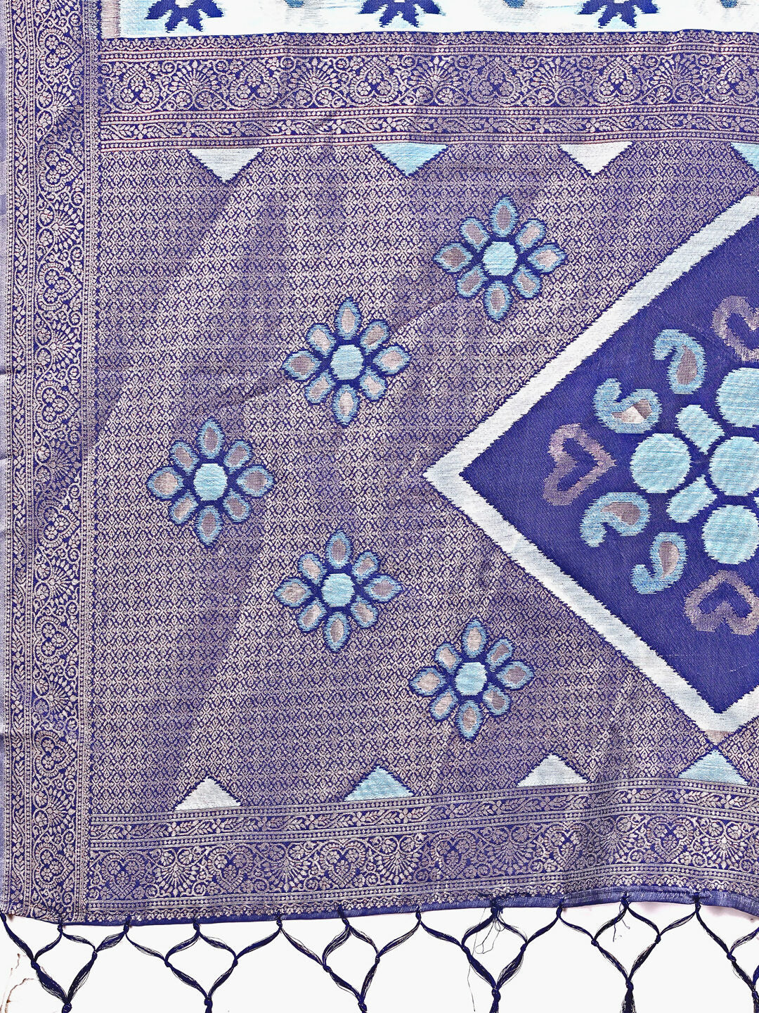 Shree Shyam Fashion Sajni Sky Blue Linen Cotton Saree | Grocsy