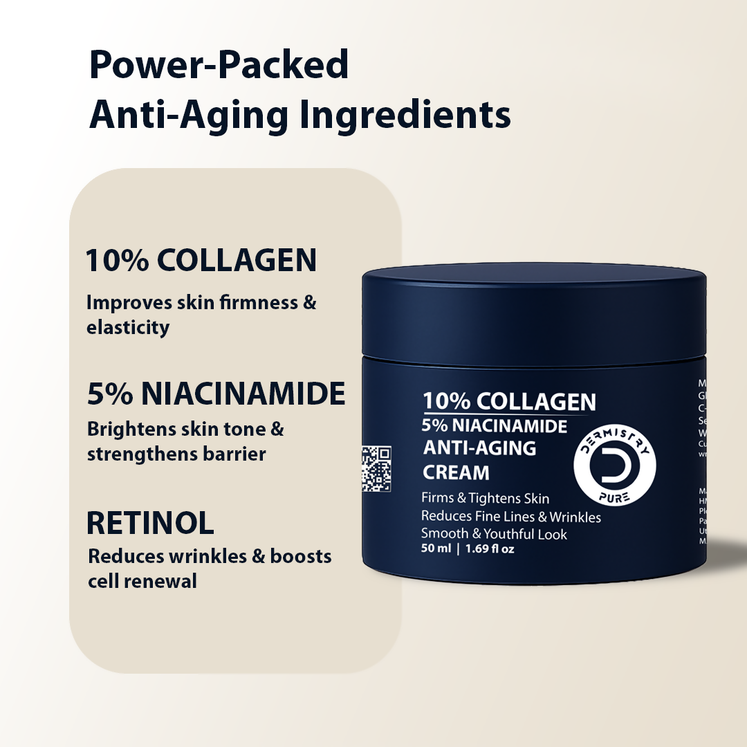 Dermistry Collagen Anti Aging Skin Tightening Aging Wrinkles Cream & Vitamin C Niacinamide Day NightOil Free Water Based Face Gel | Grocsy