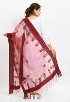 Mominos Fashion Moeza Women's Orgenza All Over Chikan Work Maroon Dupatta | Grocsy