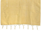 Vardha Women's Beige Kanchipuram Raw Silk Saree With Unstitched Blouse Piece | Grocsy