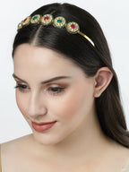 NVR Women's Multi colour Kundan Gold-Polished Embellished Hairband | Grocsy