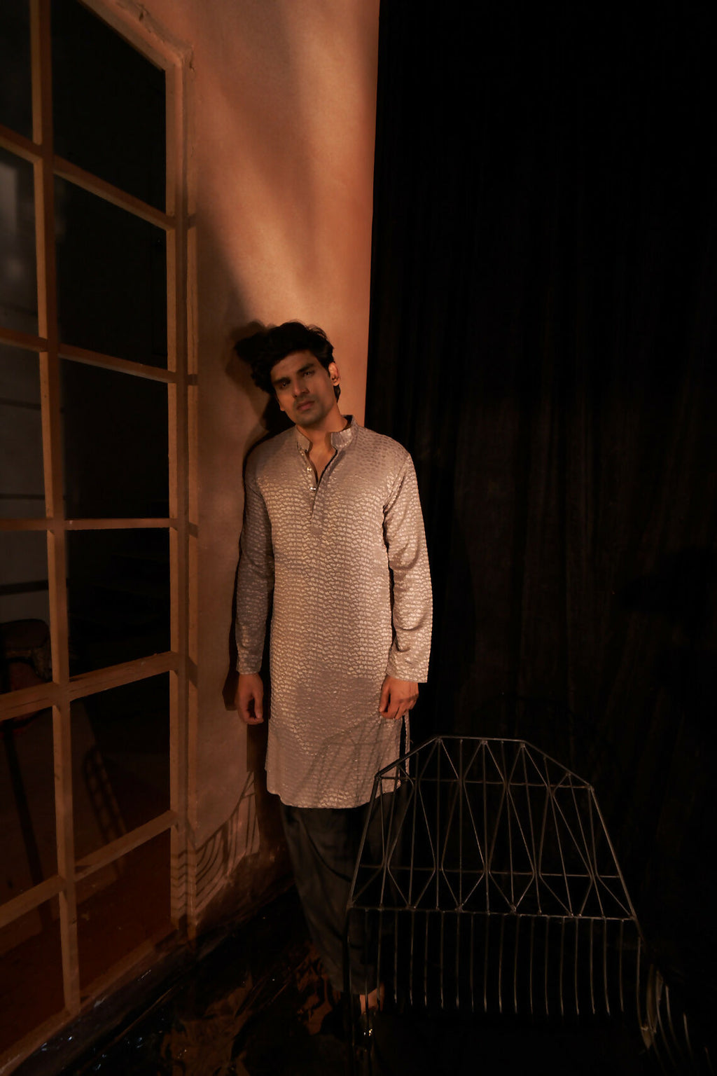 Mouve Viscose Wevon Designer Men's Kurta Set - Mahotsav | Grocsy