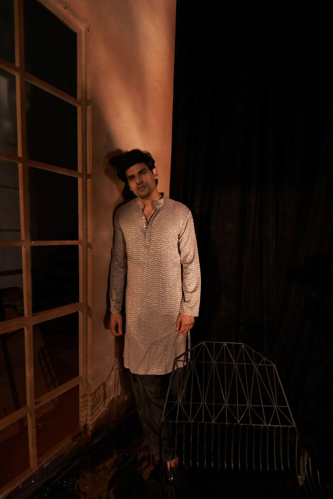 Mouve Viscose Wevon Designer Men's Kurta Set - Mahotsav | Grocsy