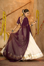 AI Fashion Off White Crepe Designer Navratri Wear Lehenga Choli Collection | Grocsy