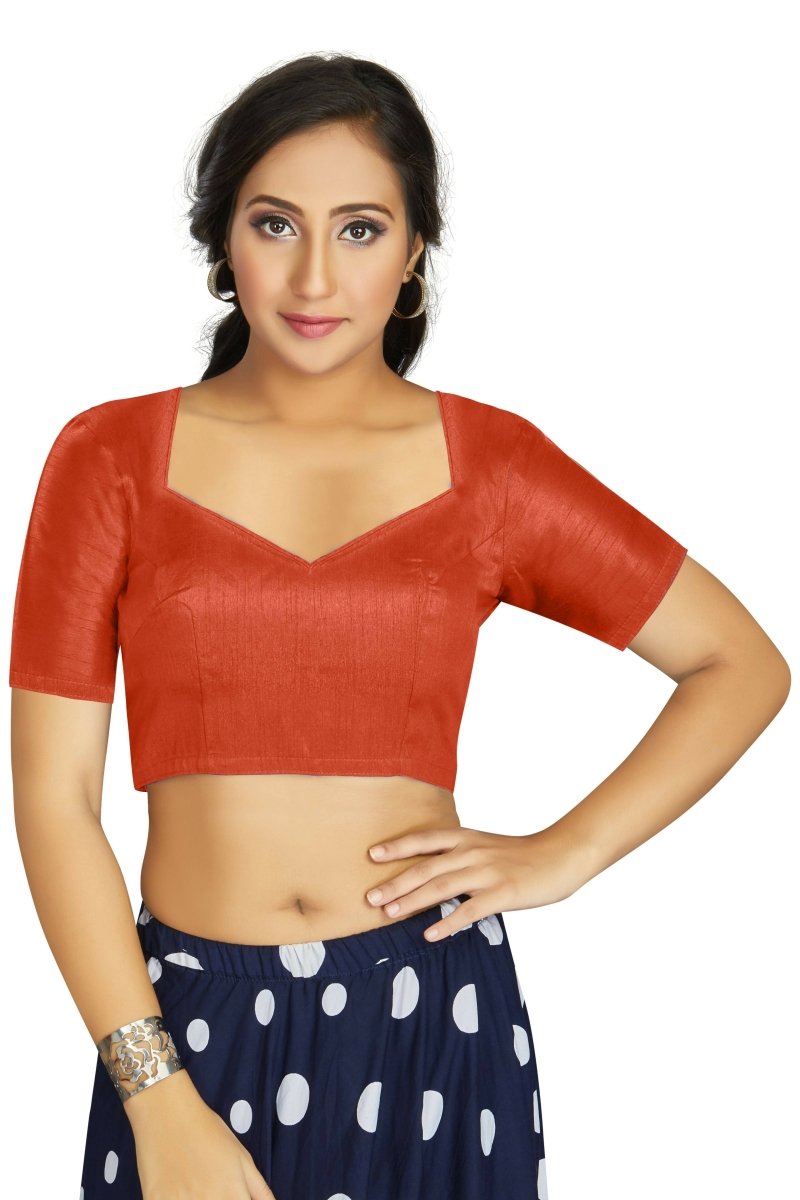 Aastha Fashion Women's Orange Art Silk Designer Traditional Readymade Blouse | Grocsy