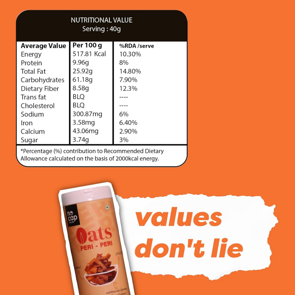 Nocap foods Zero Guilt Healthy Chips - Oats Peri Peri | Grocsy