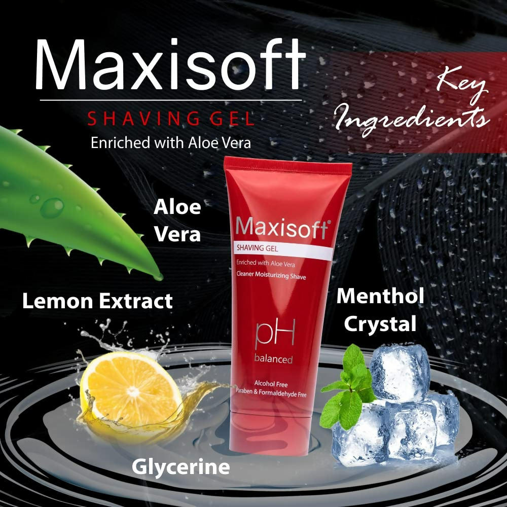 Maxisoft Shaving Gel With Aloe Vera Shea Butter Glycerine Allantoin pH Balanced | Grocsy