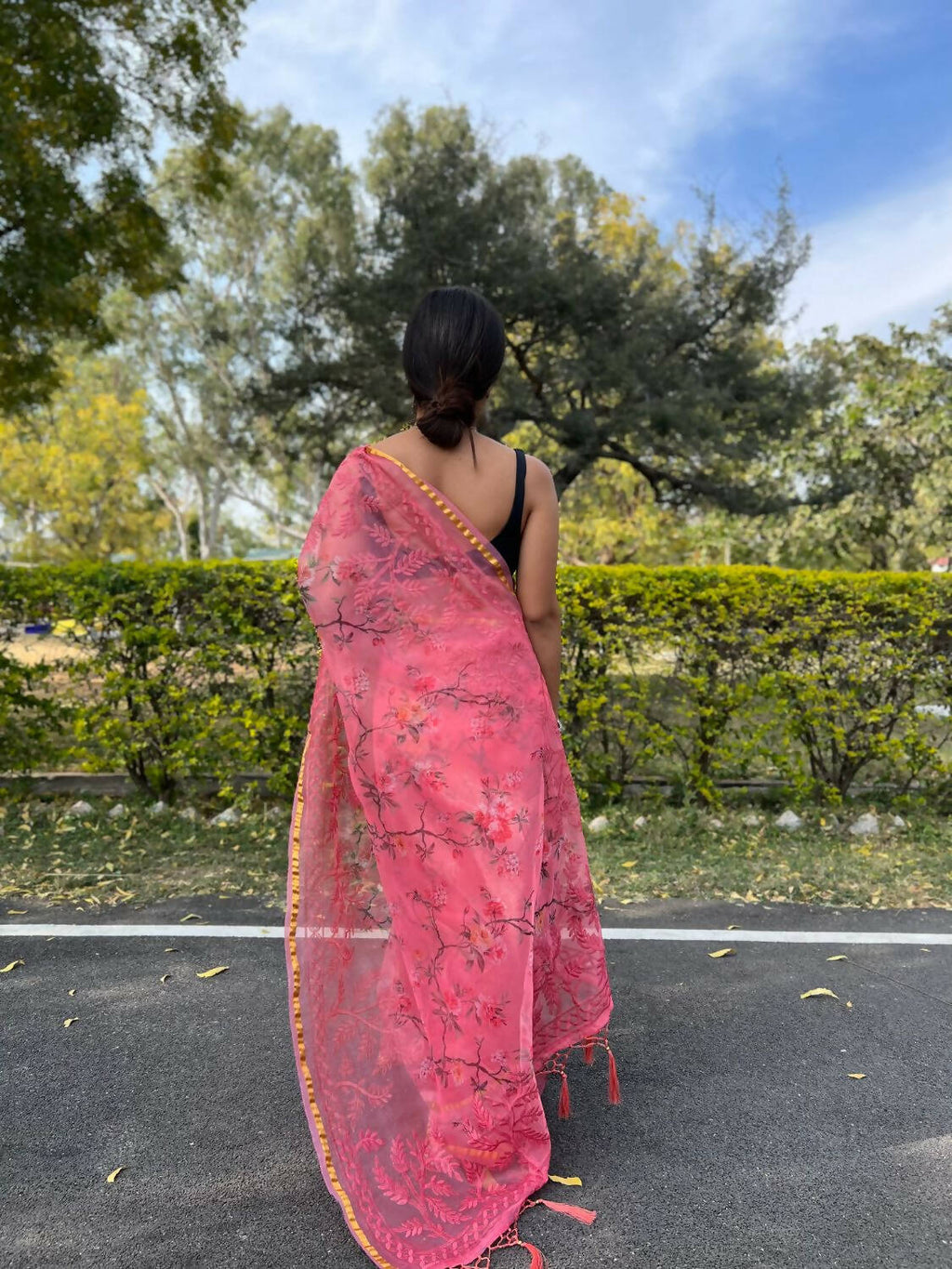 Vamsee Pink Organza Saree | Grocsy
