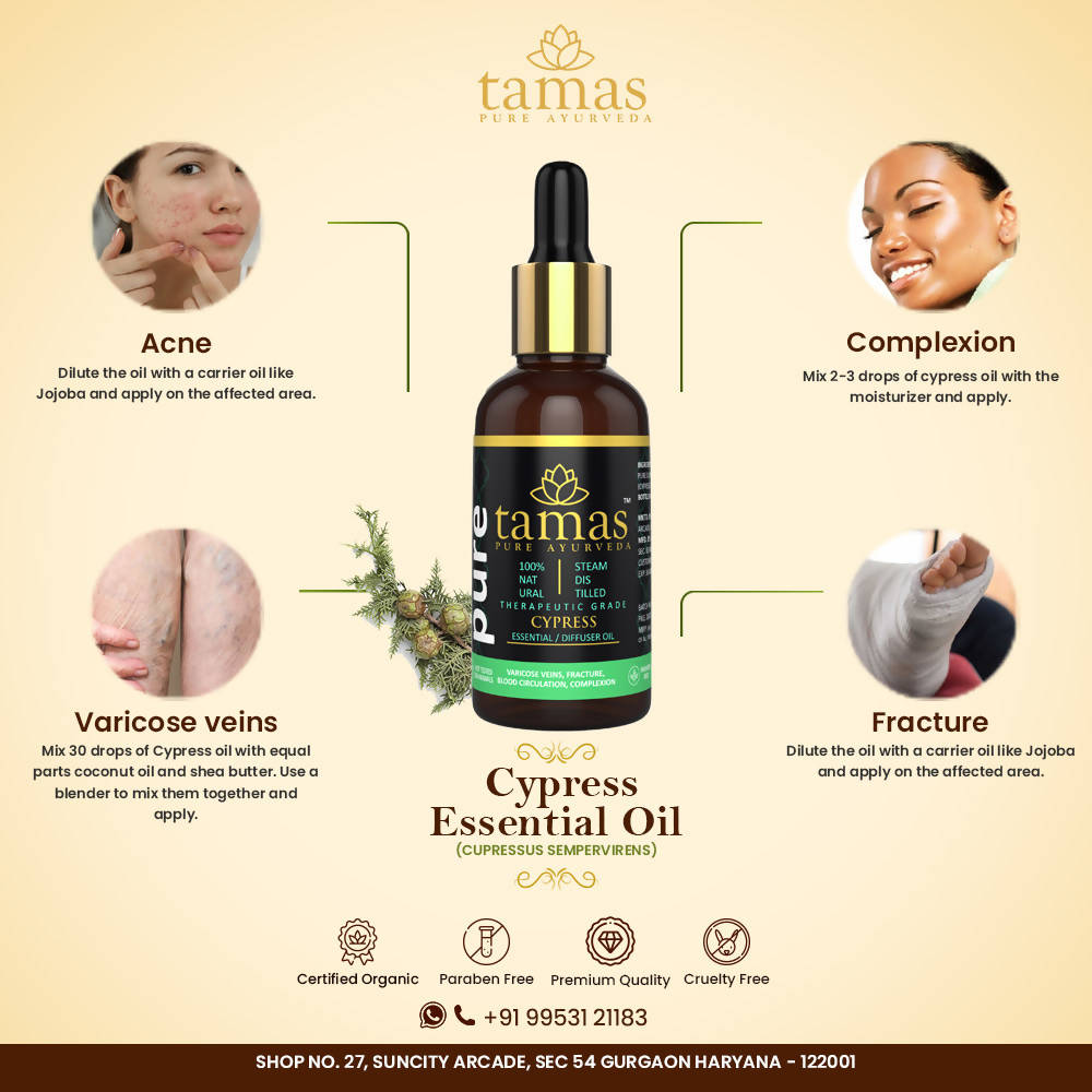 Tamas Pure Ayurveda 100% Natural Cypress Essential Oil | Grocsy