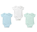 AHC Soft Cotton Short-Sleeve Bodysuits Solid Onesies New Born Infant Dress - Blue/Grey/Green | Grocsy