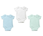 AHC Soft Cotton Short-Sleeve Bodysuits Solid Onesies New Born Infant Dress - Blue/Grey/Green | Grocsy