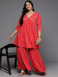 Ahalyaa Women's Traditional Wear Co-ords - Red | Grocsy