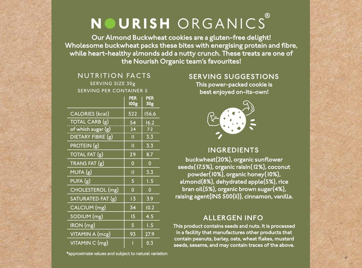 Nourish Organics Almond Buckwheat Cookies | Grocsy