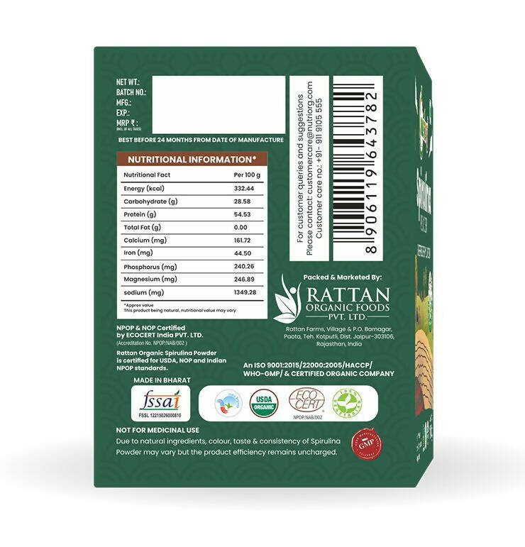 Nutriorg Spirulina Powder | Grocsy