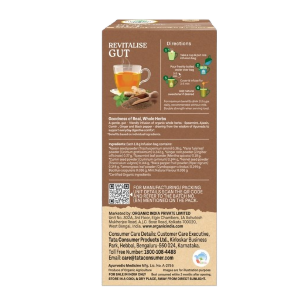 Organic India Revitalise Gut Tea Bags | Grocsy