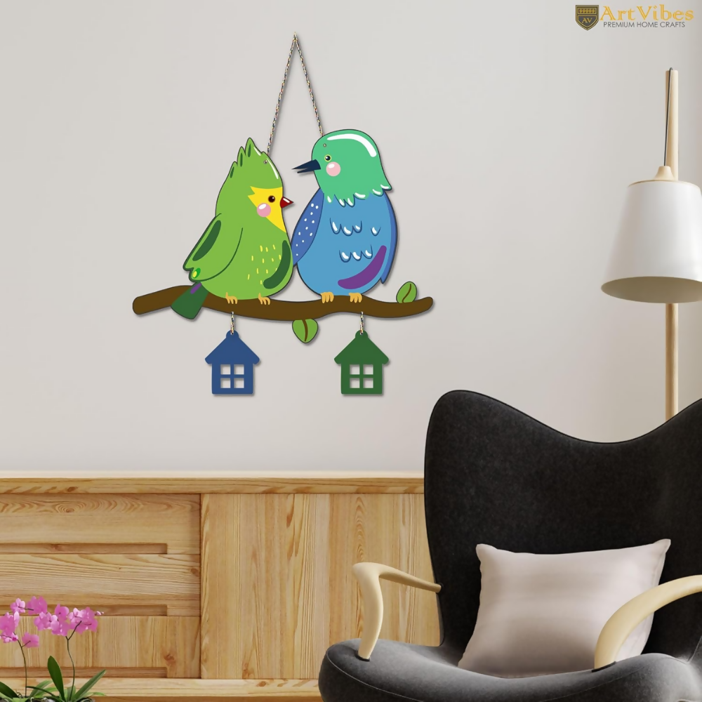 Artvibes Cute Pair of Birds Decorative MDF Wooden Wall Art for Home | Grocsy