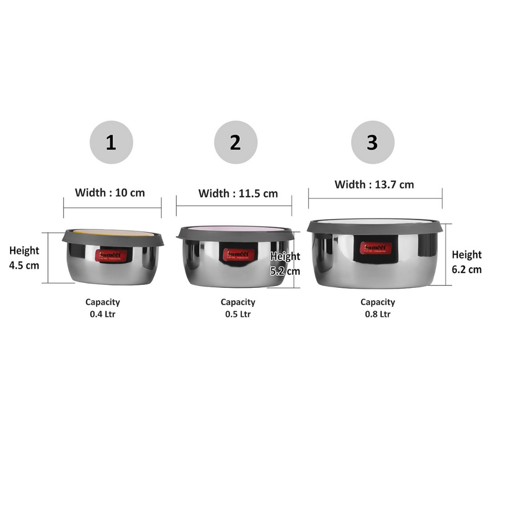 Sumeet Stainless Steel Modena Food Storage Airtight & Leak Proof Containers | Grocsy