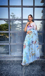 Vamsee Saras Sky Organza Saree | Grocsy