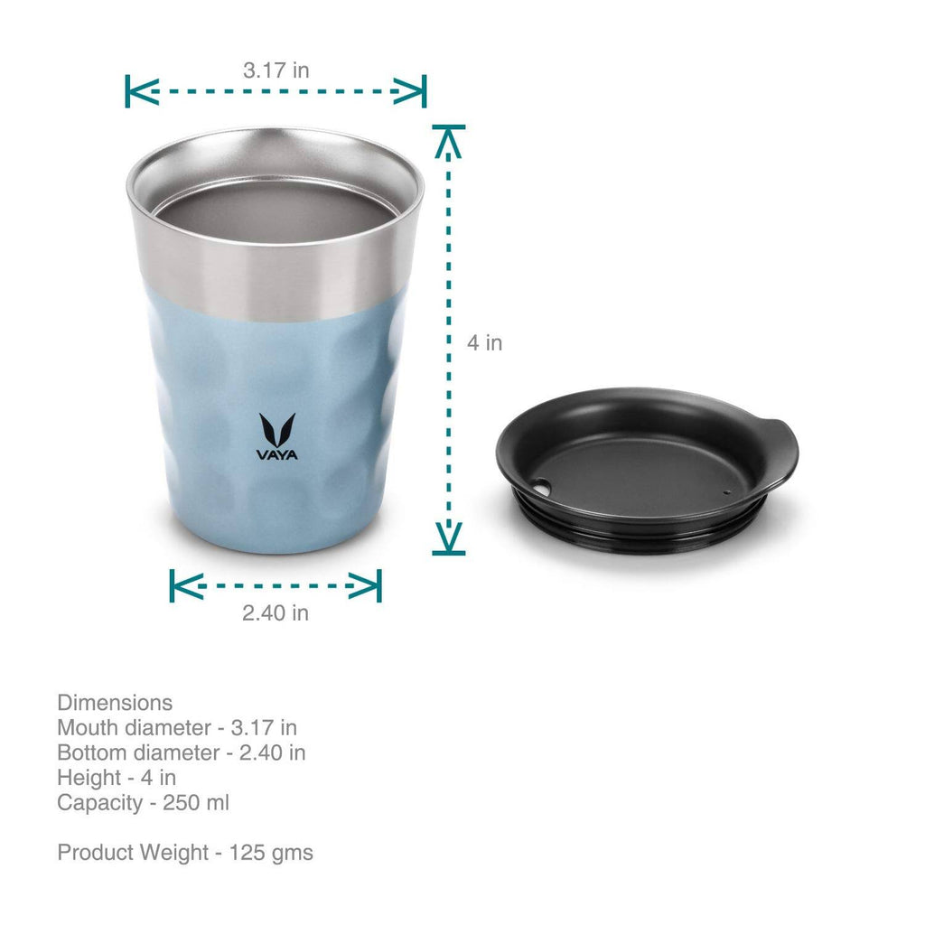 Vaya Popcup Insulated Coffee Mug Tumbler With Lid - 250 ml (Blue) | Grocsy