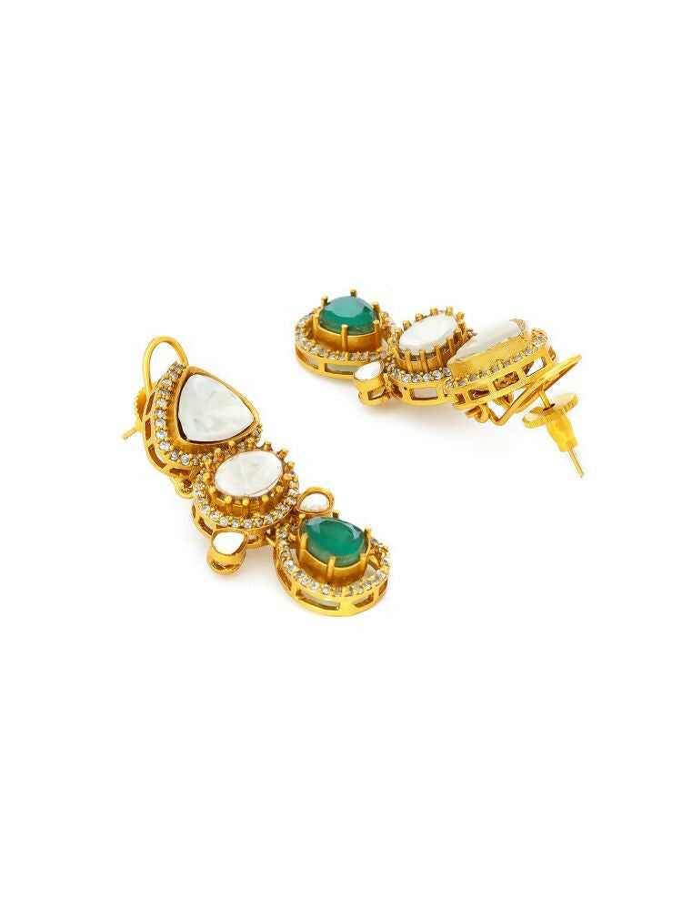 Natural Stones Antique finish Earrings and Necklace set - Ruby Raang | Grocsy