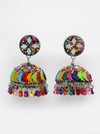 NVR Women Multi Color Artificial Beads Brass-Plated Jhumka Earrings | Grocsy