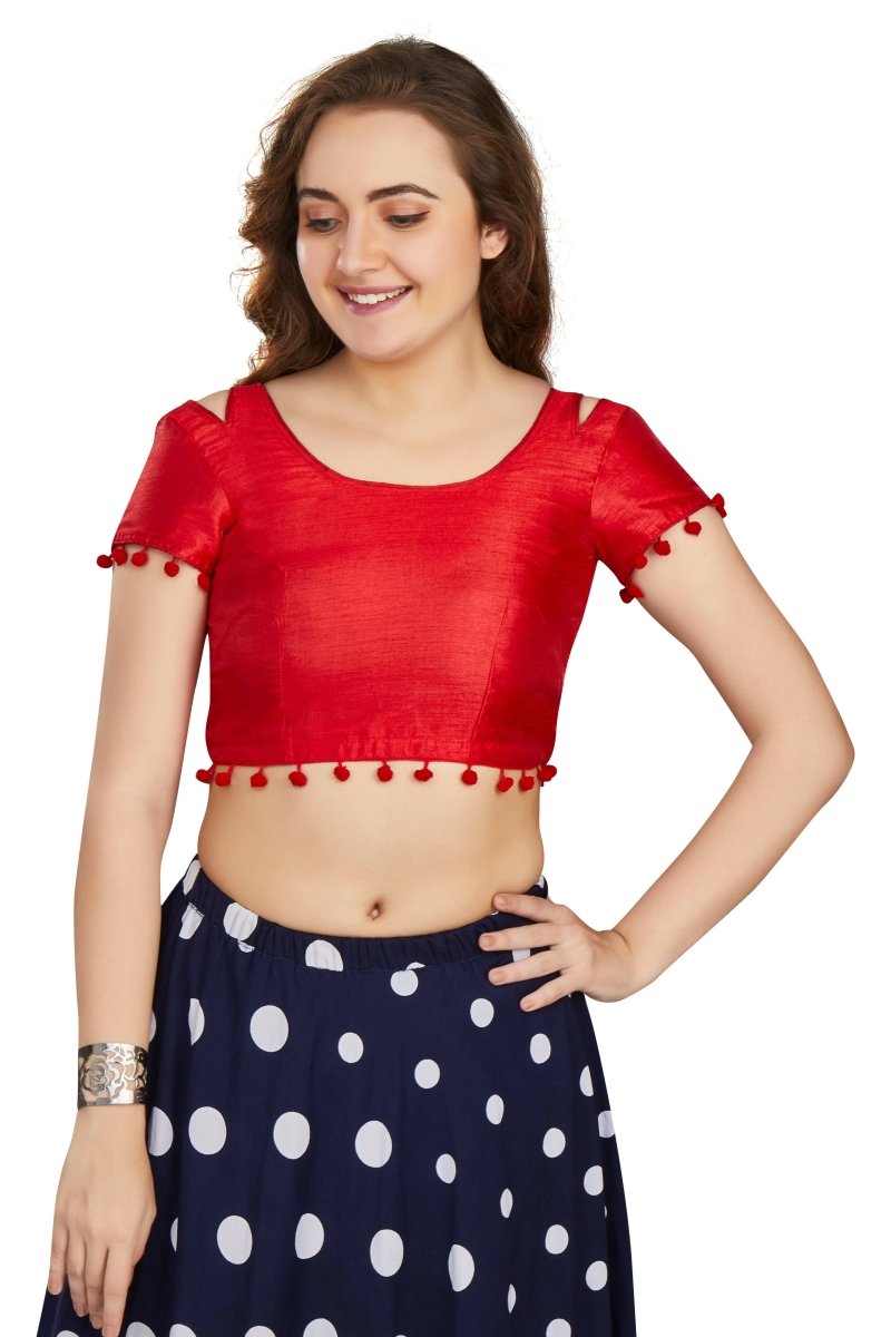Aastha Fashion Women's Women's Orange Art Silk Button Readymade Blouse | Grocsy