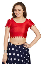 Aastha Fashion Women's Women's Orange Art Silk Button Readymade Blouse | Grocsy
