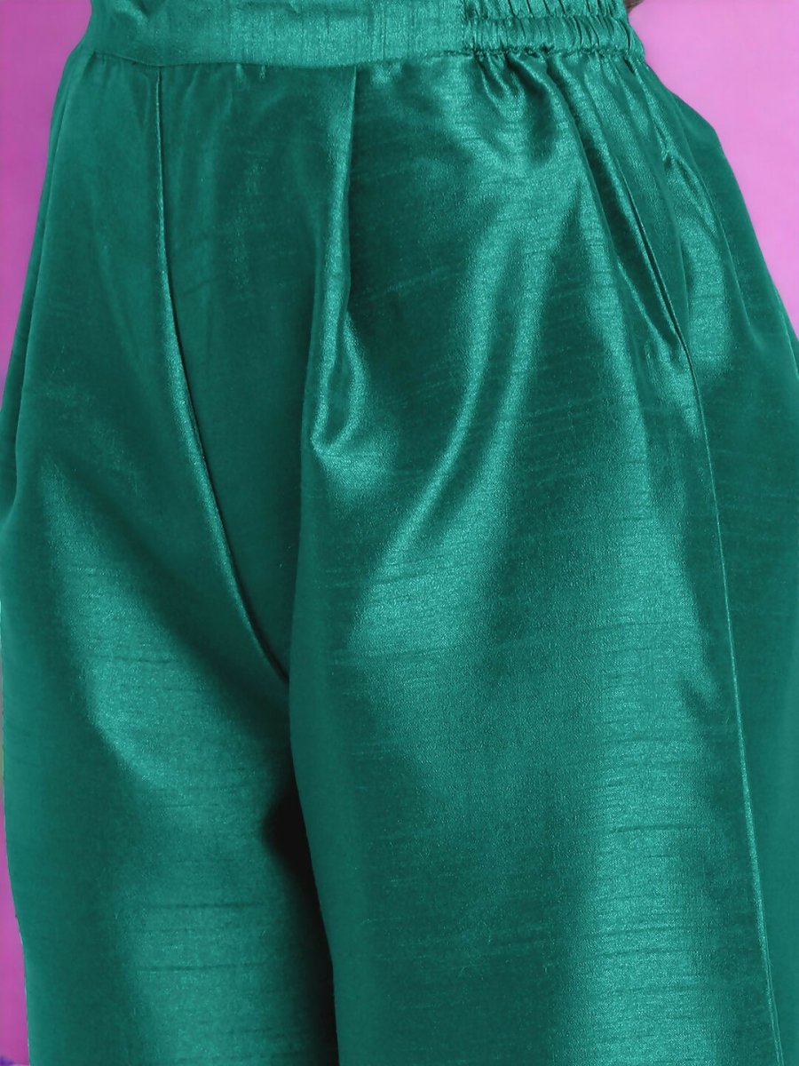 Ahalyaa Women Sea Green Printed Gotta Patti Kurti with Palazzos & Dupatta - Sea Green | Grocsy