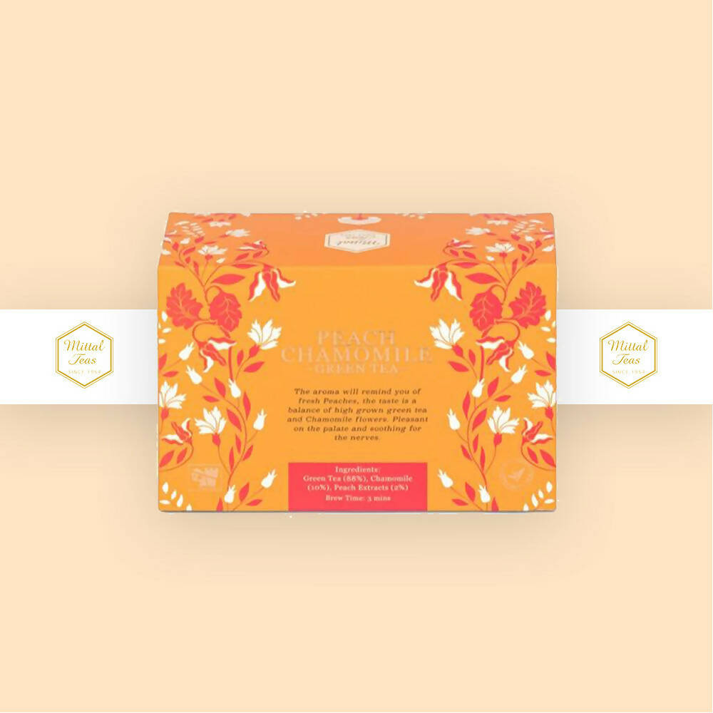 Mittal Teas Peach Chamomile Green Tea - Eco Friendly Bags | Grocsy
