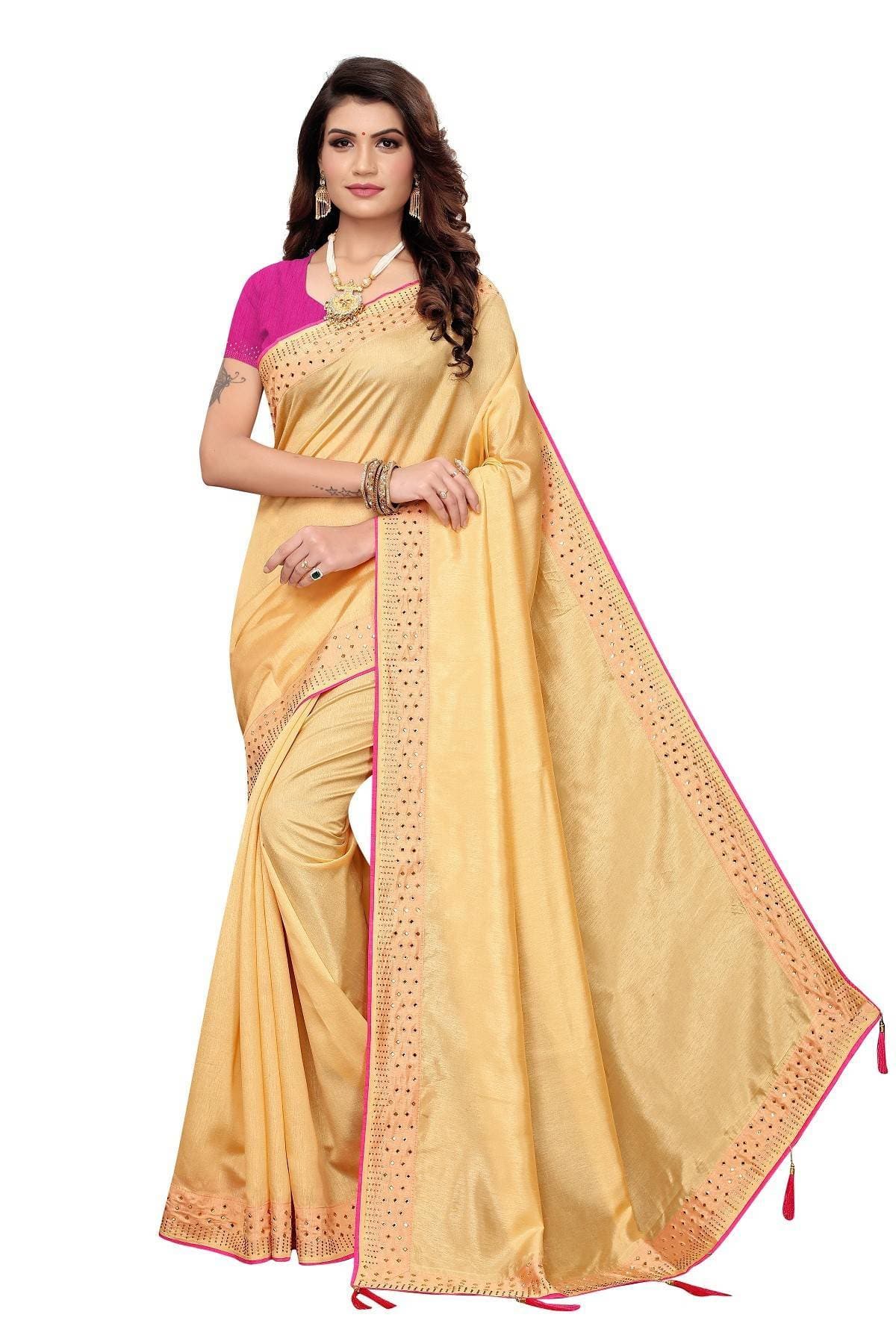 Vamika Chiku Zoya Silk Stone Work Saree | Grocsy