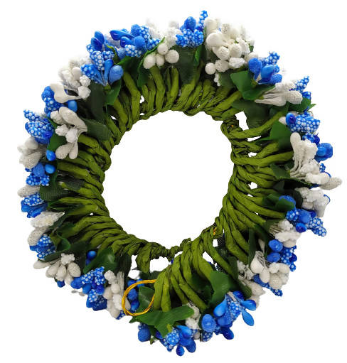 Blue & White Pollens Bridal Hair Gajra | Grocsy