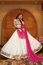 AI Fashion Off White Crepe Designer Navratri Wear Lehenga Choli Collection | Grocsy