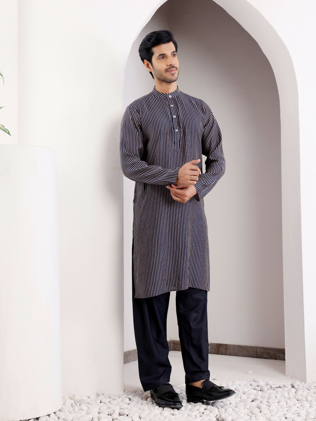 Blue Modal Silk Designer Printed Men's Kurta - Mahotsav | Grocsy