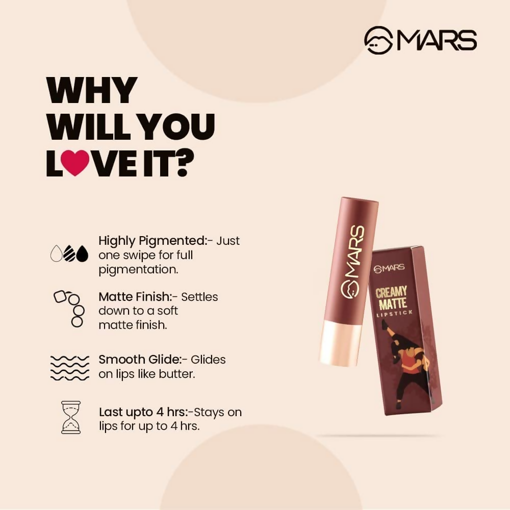 MARS Cosmetics Creamy Matte Long Lasting Lipstick -03 Jazz It Up | Grocsy