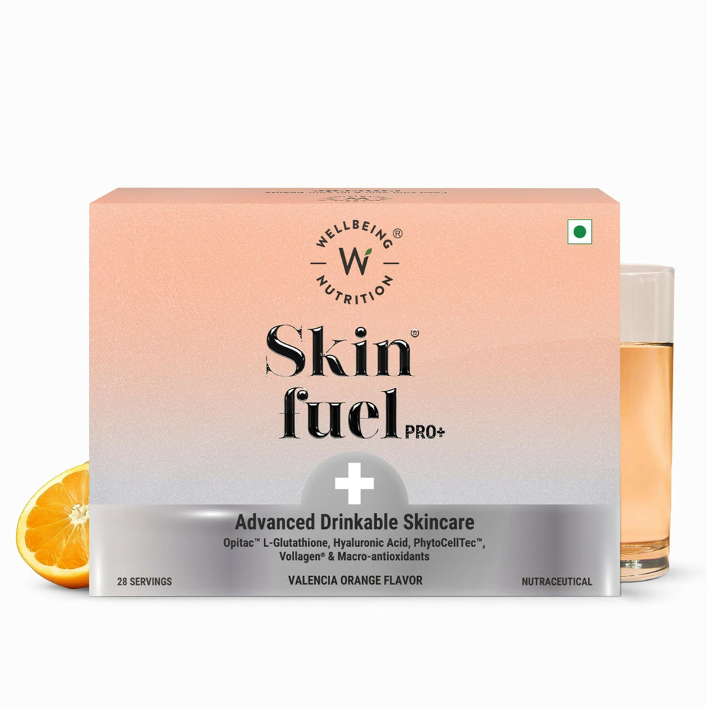 Wellbeing Nutrition Skin Fuel Pro+ - Valencia Orange Flavour, Reduced Pigmentation & Dark Spots, Brightens Skin Tone, Anti-aging | Grocsy