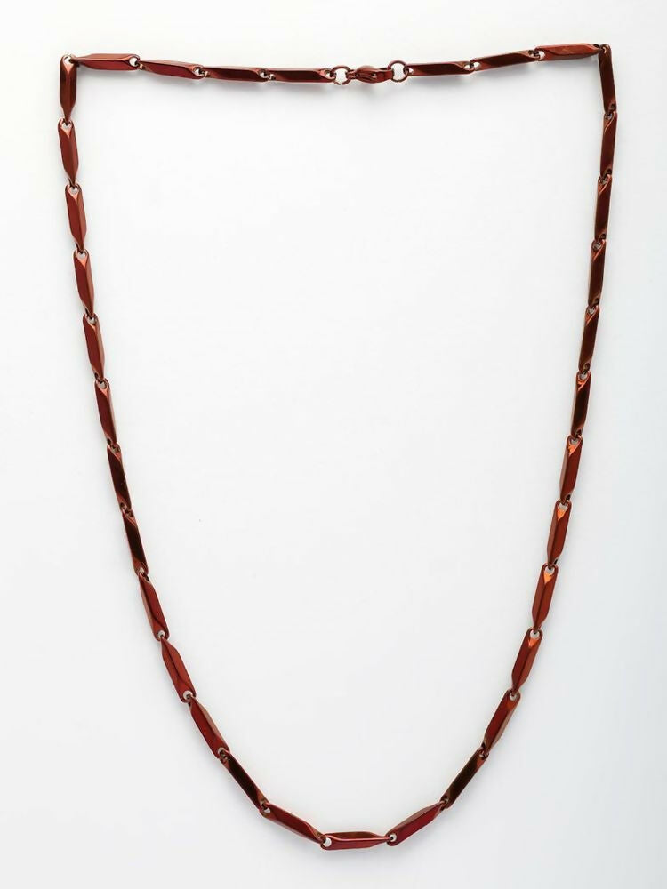 NVR Men's Handcrafted Maroon Rhodium Plated Chain | Grocsy