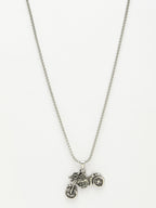 NVR Men's Rhodium-Plated Stainless Steel Bike Shaped Pendant With Chain | Grocsy