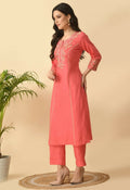 Joban Fashion Coral Cotton Rayon Kurta Set | Grocsy