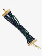 Women's Gold-Toned, Navy Blue Green Onyx Gold-Polished Multistrand Bracelet - Ruby Raang | Grocsy