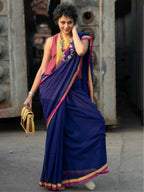 Suta Purple Solid Mul Cotton Saree | Grocsy