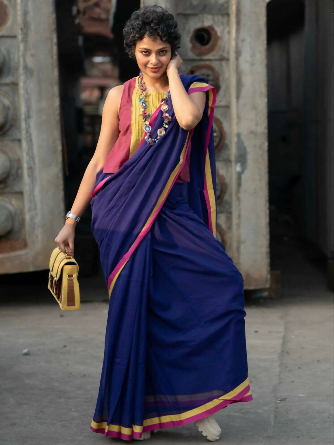Suta Purple Solid Mul Cotton Saree | Grocsy