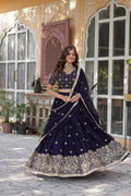 Vastranavya Designer Heavy Sequins & Thread Embroidered work Lehenga Choli - Purple | Grocsy